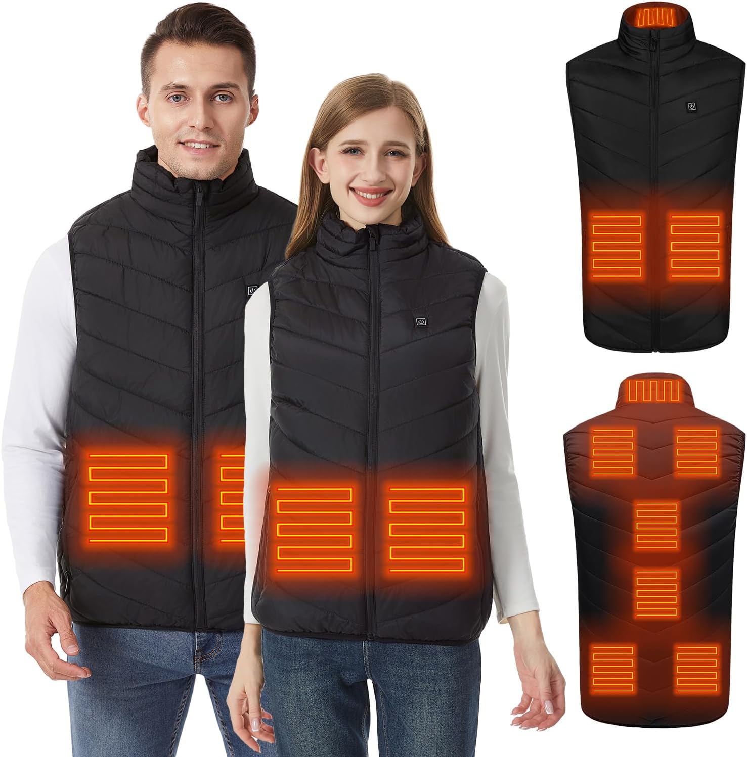 CHANGEOWN Women and Men Heated Vest with 9 Heating Zones, Lightweight Heating Vest for Winter (Battery Pack Not Included)