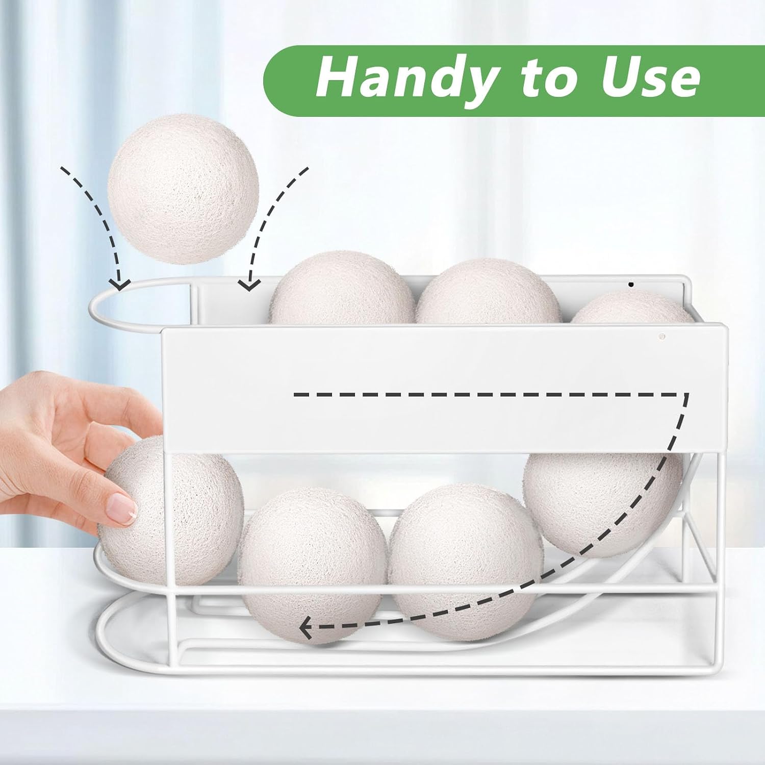Kevenal Magnetic Dryer Ball Holder for Laundry Room, Dryer Ball Storage Container Organizer Magnetic Basket for Laundry Room (Hold 8 Balls)