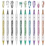 10 Color Metal Giltter 3D Nail Art Pens Set, Kalolary Double-ended Nail Point Dotting Pen Drawing Painting Liner Brush for DIY Nail Art Beauty Adorn Manicure Tools(G)