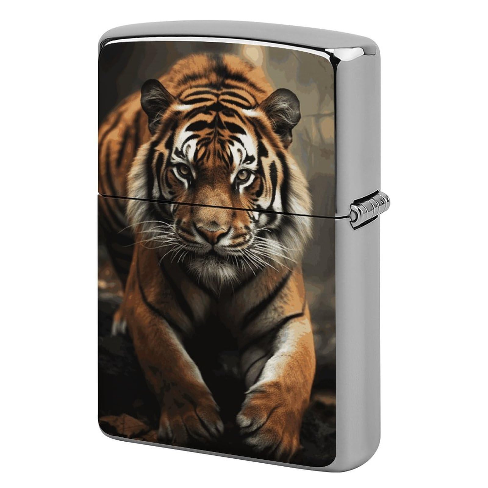 Wild Animals Tiger Lighter Case Vintage Metal Lighter Cover Reusable Lighter Protective Sleeve Unique Design Personalized Lighter Sleeve Holder Against Dust and Scratches