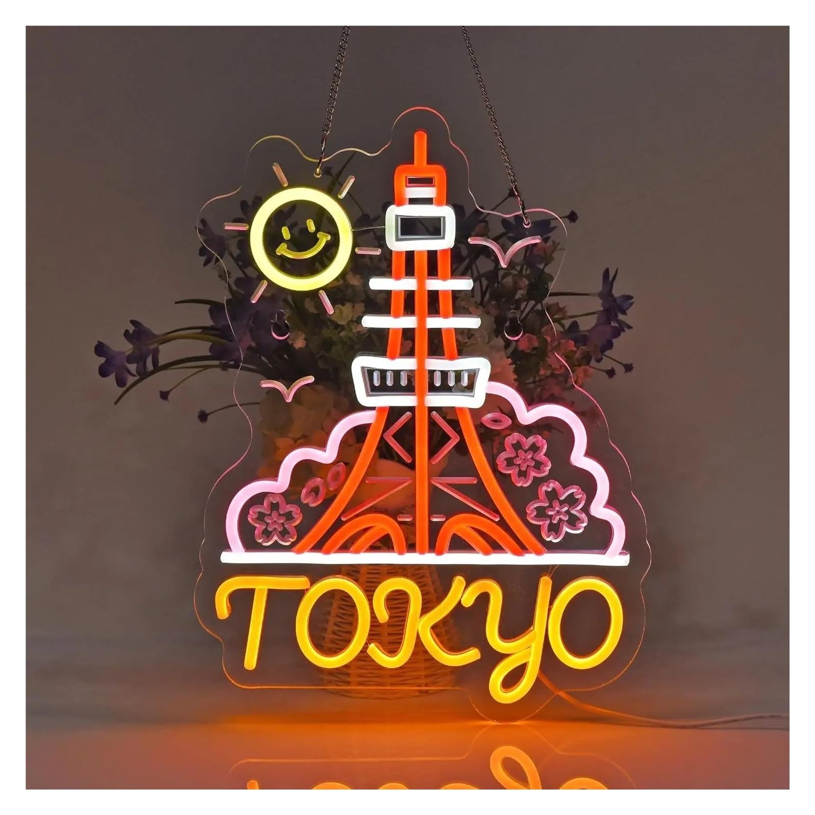 Wiszące neony artystyczne "Tokyo Landmark"Neon Możliwość Przyciemniania Świateł USB Do Japońskiej Restauracji Sklep Wystrój Pokoju Domowego Wyświetlacz 11.81x15.75in