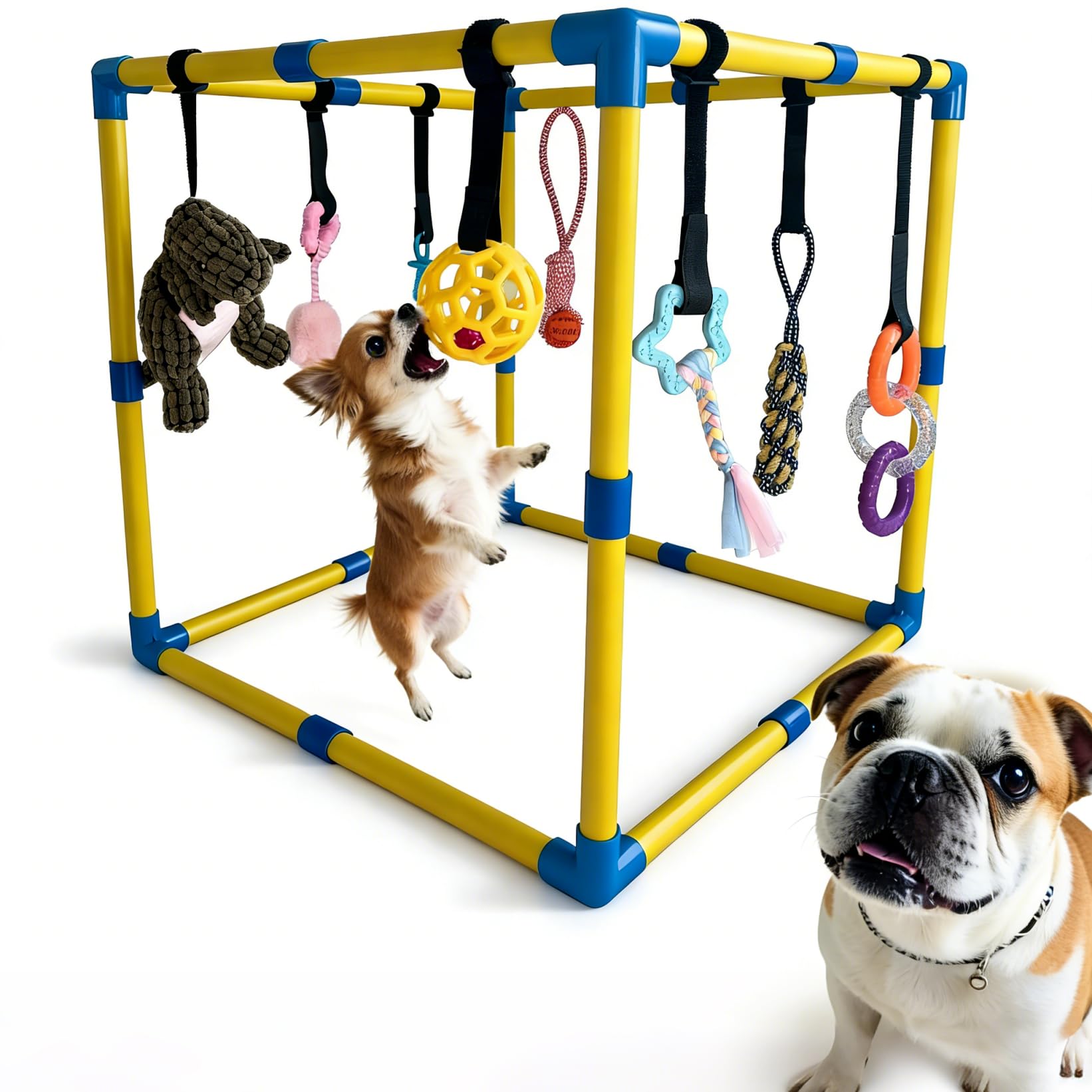 Gimnasio de juego para cachorros, con 9 juguetes interactivos para perros, juguetes de enriquecimiento para cachorros para mantenerlos ocupados, 24 x 24 x 24 pulgadas, juguetes para mascotas