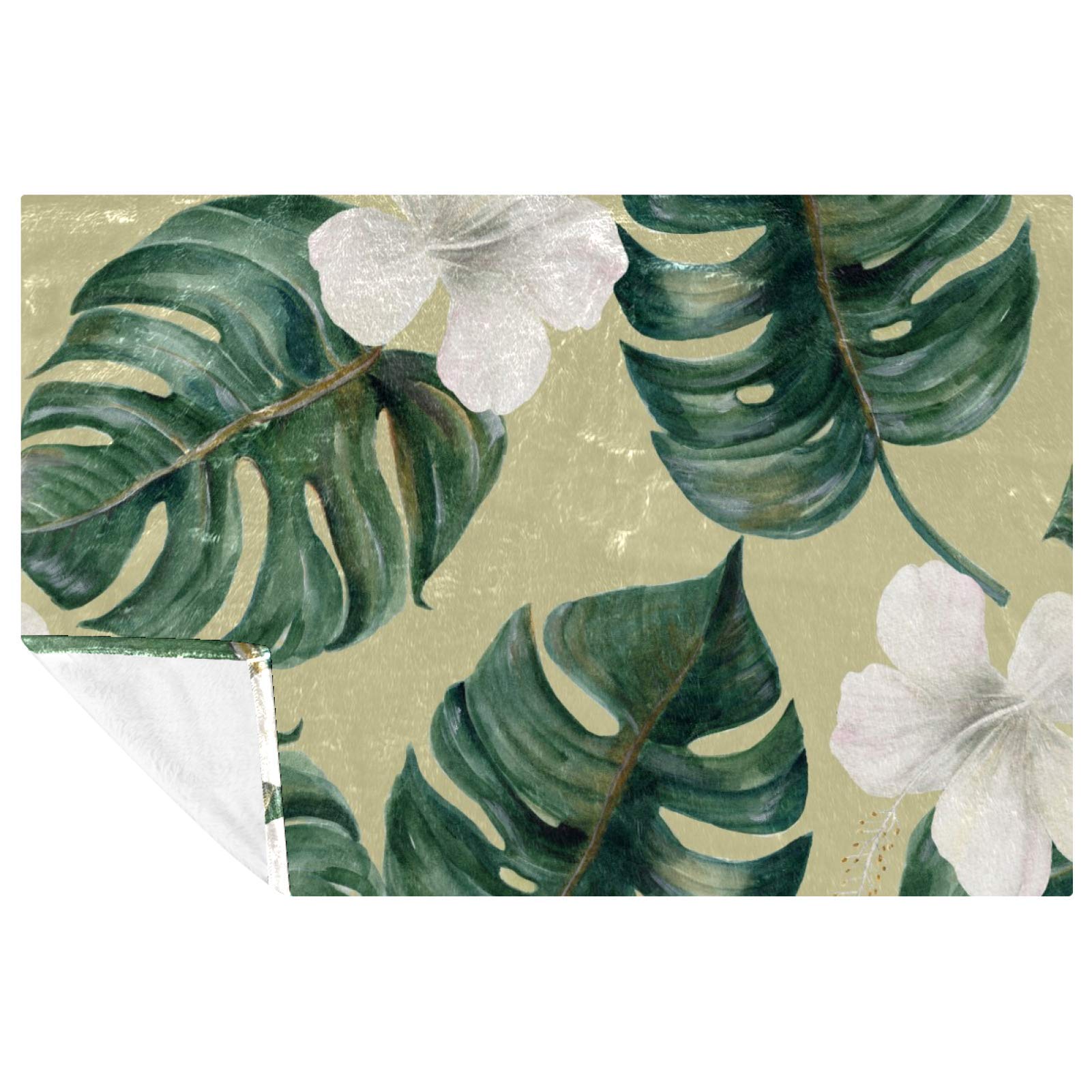 Couverture douce chaude imprimé hibiscus plaid lit canapé camping plage 150x100 cm