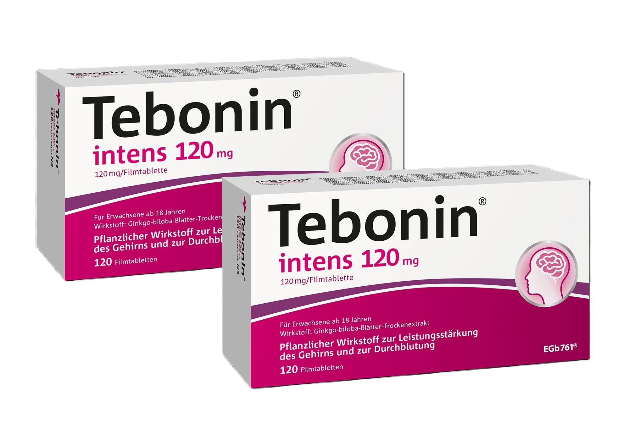 Tebonin intens 120 mg mit Ginkgo-Spezialextrakt bei Tinnitus*, 2 x 120 Stk. | Bei Tinnitus alters- oder durchblutungsbedingter Ursache, unterstützend bei Schwindel, pflanzlich & gut verträglich