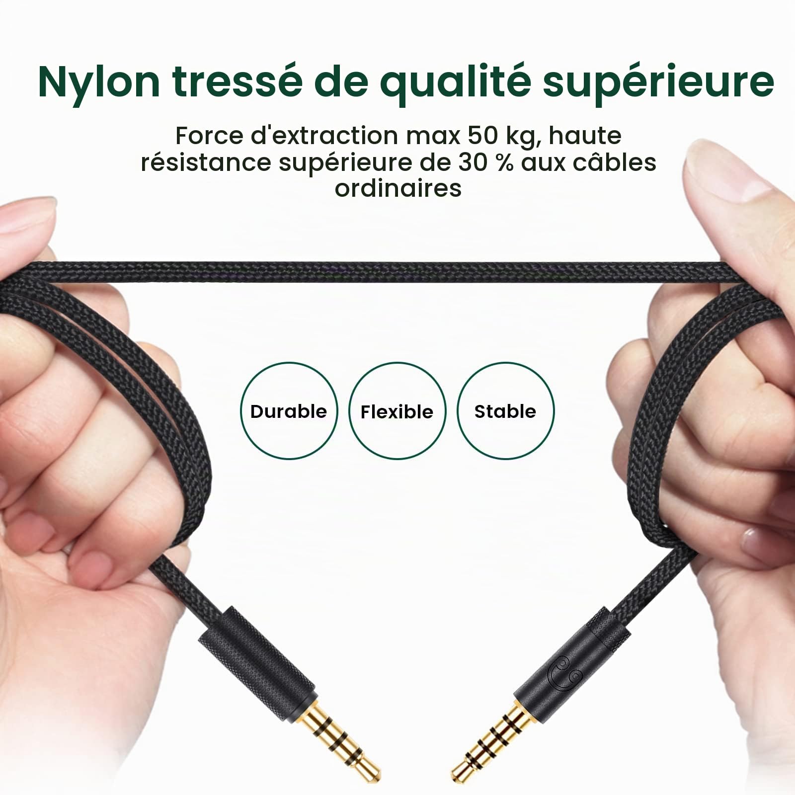 G Pro X Cord, câble de rechange amovible pour casque de jeu Logitech G Pro/G433/G233, fil en nylon tressé de 3,5 mm avec interrupteur muet en ligne et contrôleur de volume, 1,8 m de long