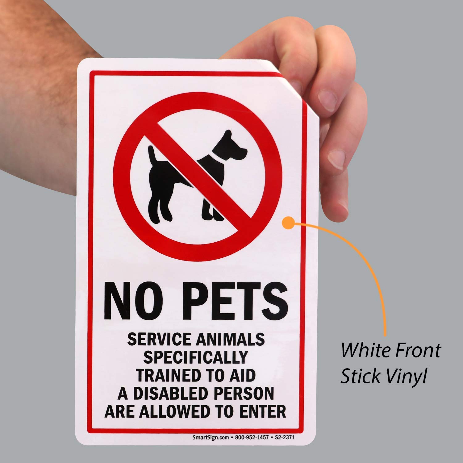 SmartSign “No Pets, Service Animals Specifically Trained To Aid A Disabled Person Are Allowed To Enter” Glass Door Decal | 8