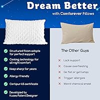 Vista 9 de Almohada refrescante para dormir de lado para dolor de cuello y hombros, almohadas de cama curvadas de espuma viscoelástica triturada de lujo