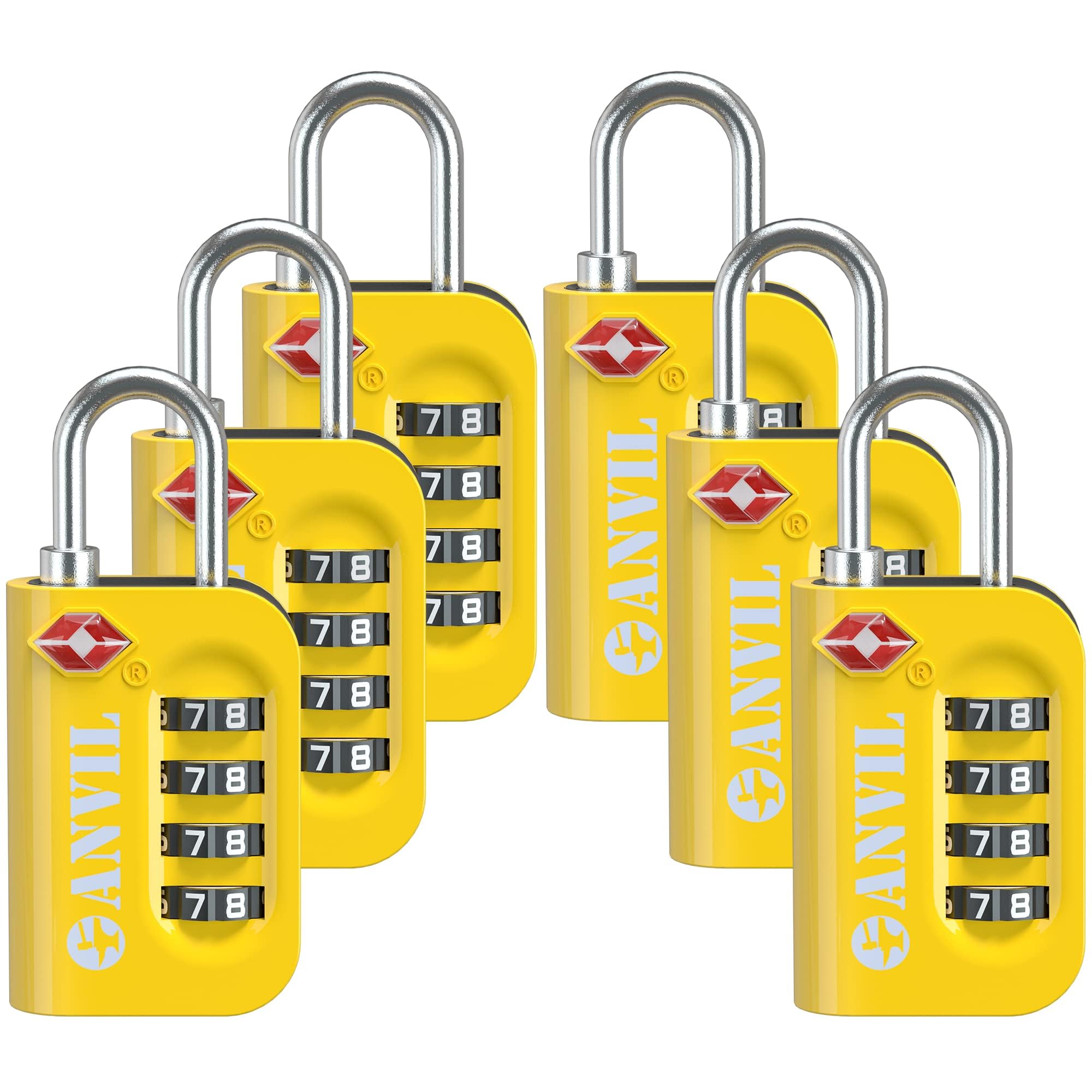 ANVIL TSA Approved Luggage Lock - 4 Digit Combination, 10,000 Combinations, Easy-Read Password Window, Travel Lock for Suitcases, Backpacks, Gym &