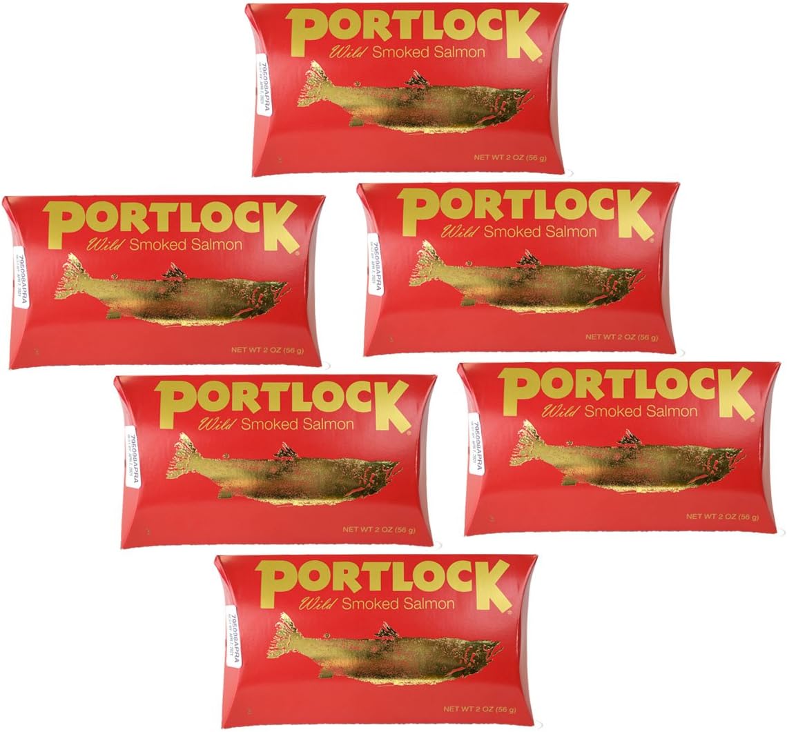 Portlock Wild Smoked Salmon - Kosher(Chof - K) - Net Weight 2 OZ - 6 Pack