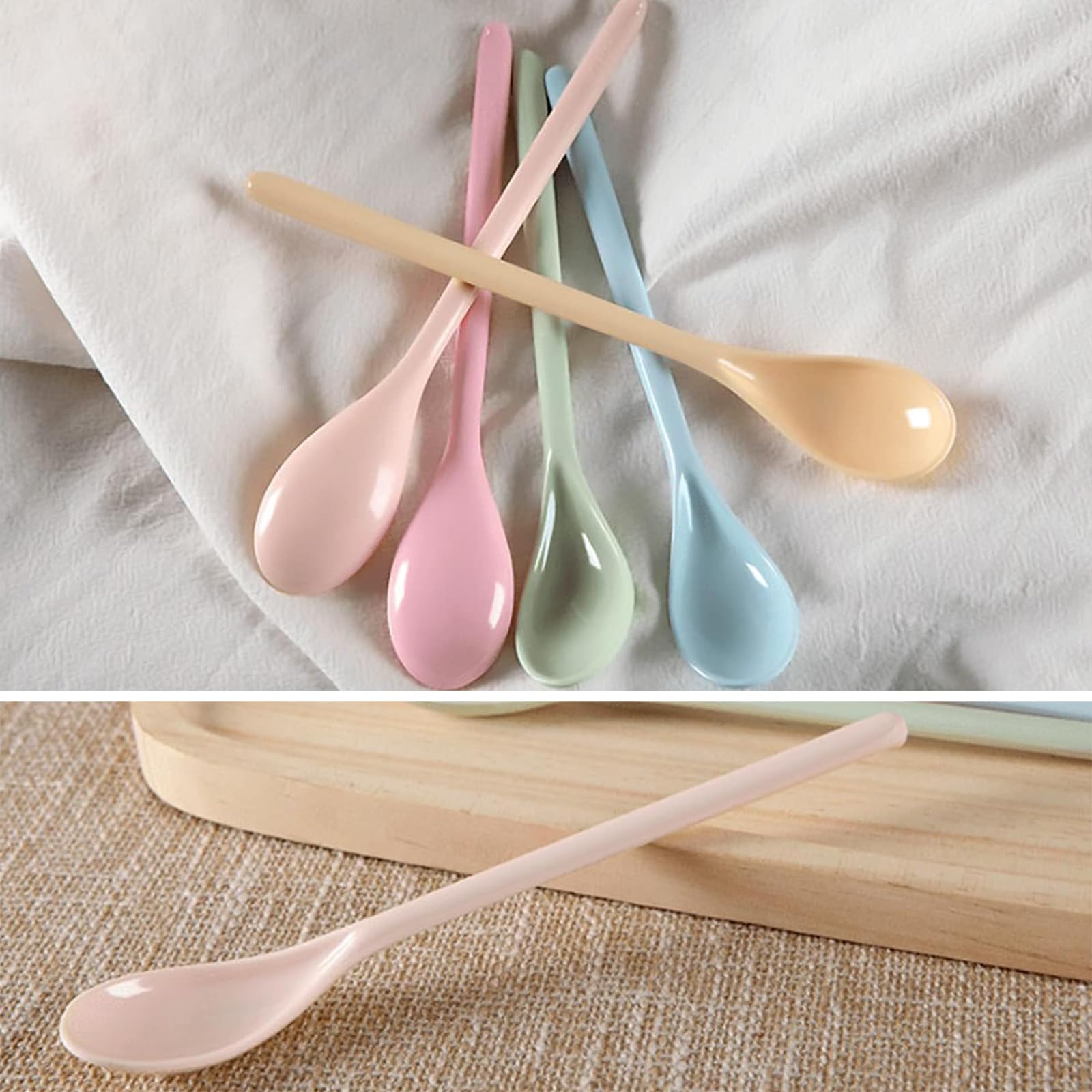 6 Bunte Eierlöffel 18,5cm - BPA-frei Aus Kunststoff Für Joghurt & Desserts