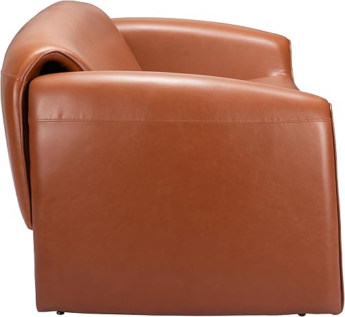 Miniatura 4 de Zuo Horten Sofá marrón, sofá marrón, estilo moderno, piel sintética, asientos hasta 2, madera contrachapada, sala de estar, 69.7 pulgadas de ancho x