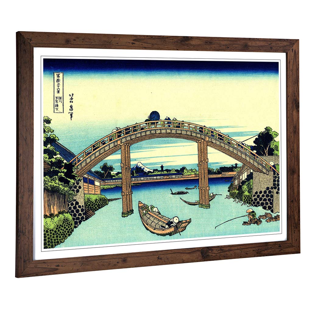 Big Box Art Framed Print of Hokusai Japanese Oriental Mount Fuji Design | Wall Art Picture | Home Decor for Kitchen, Living Room, Bedroom, Hallway, Walnut, A2 / 24.5x18 Inch / 62x45cm