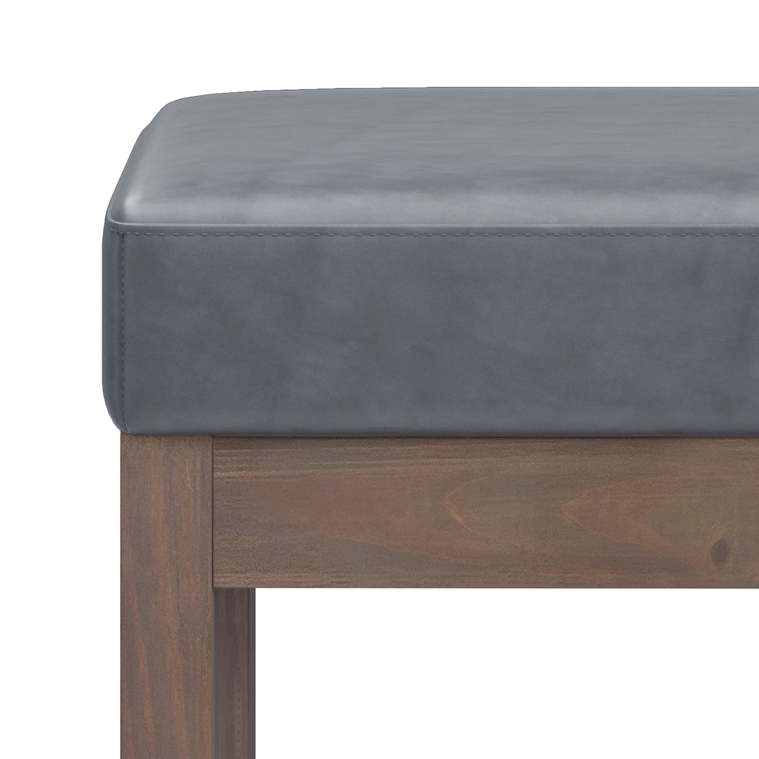 SIMPLIHOME Milltown Ottoman Bench 27" Wide - Grey Tweed Footstool For Living Room Or Bedroom - View #2