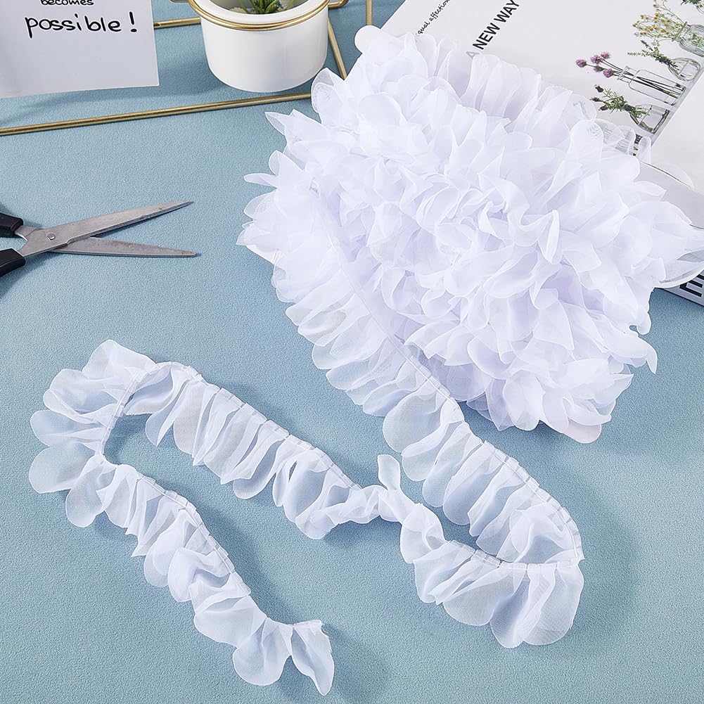 Ruban En Organza Blanc à Volants - 10 Mètres, Largeur 1.625 Pouces - Dentelle Plissée Pour Couture, Décoration De Mariage, Artisanat - 5