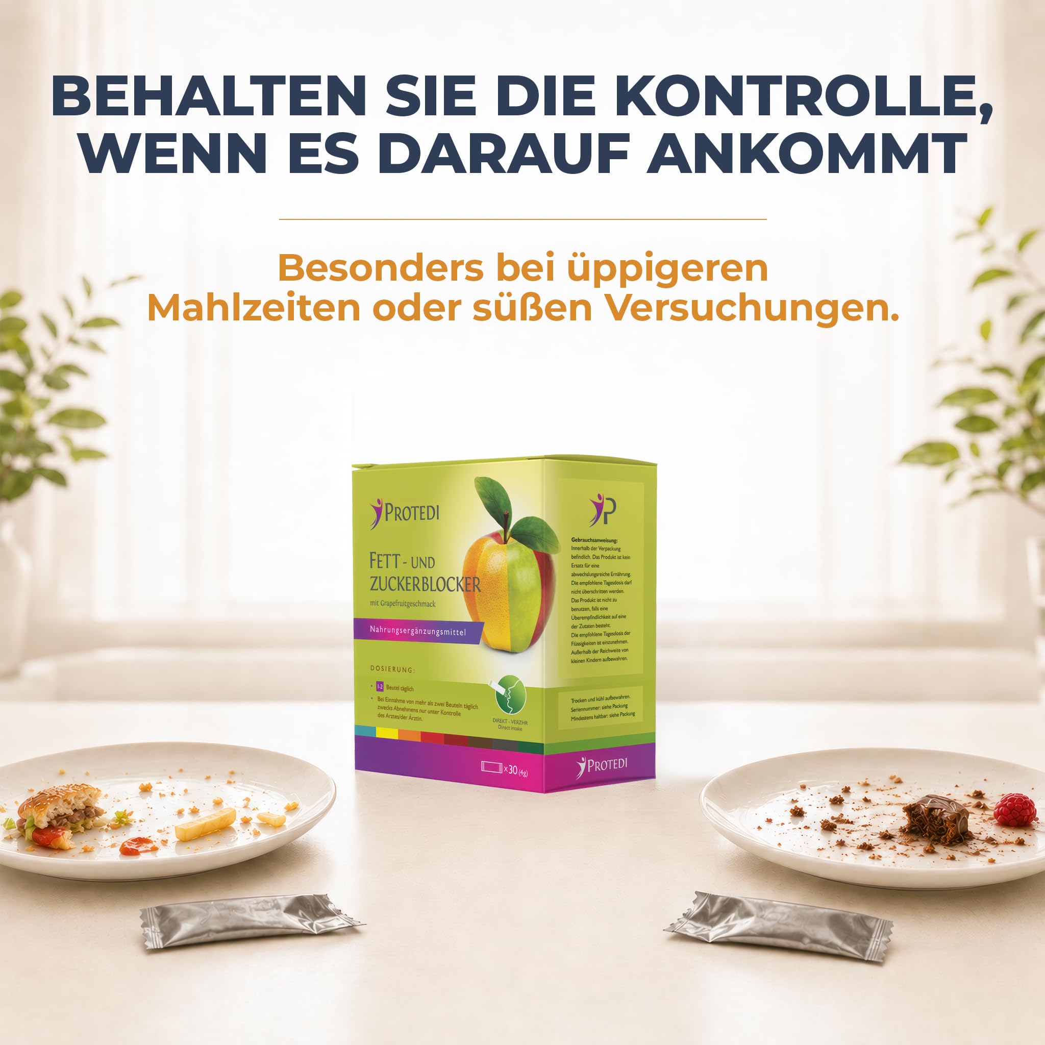 Protedi-Ketoglyc Fett- und Zucker-Blocker mit Chrom & Feigenkaktus (Opuntia) – Direkt-Pulver in 30 Portionsbeuteln – ohne Wasser einnehmbar – für mehr Kontrolle rund um die Mahlzeiten