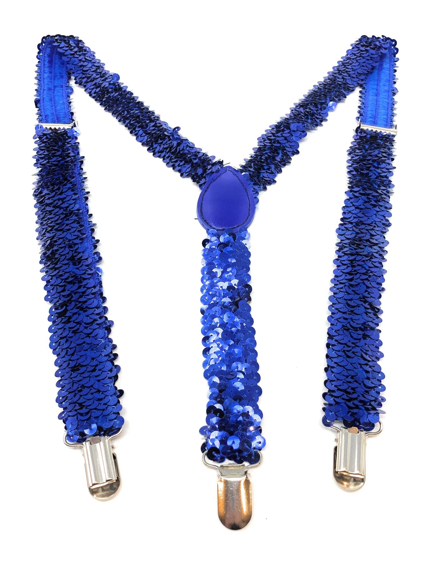 Cadoline Blue Mens Sequin Polyester Fancy Dress Suspenders 100 x 2.5cm