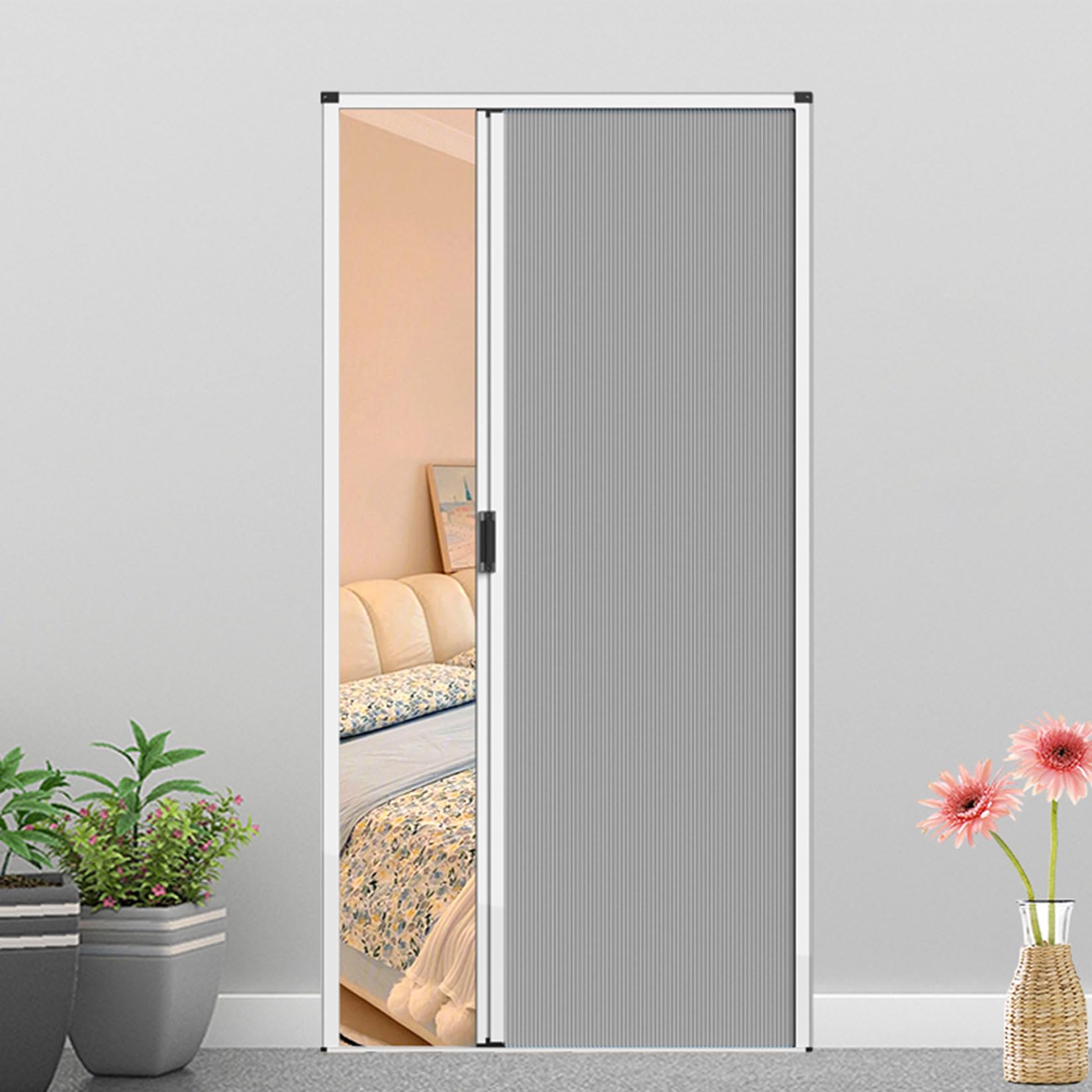 Puerta Plegable Corredera,Puerta Plegable Invisible De Nido De Abeja,60 65 70 75 80 85 90 CM Ancho,Separador Interior Puertas de acordeón,para Cocina y Dormitorio 70×203cm Gris