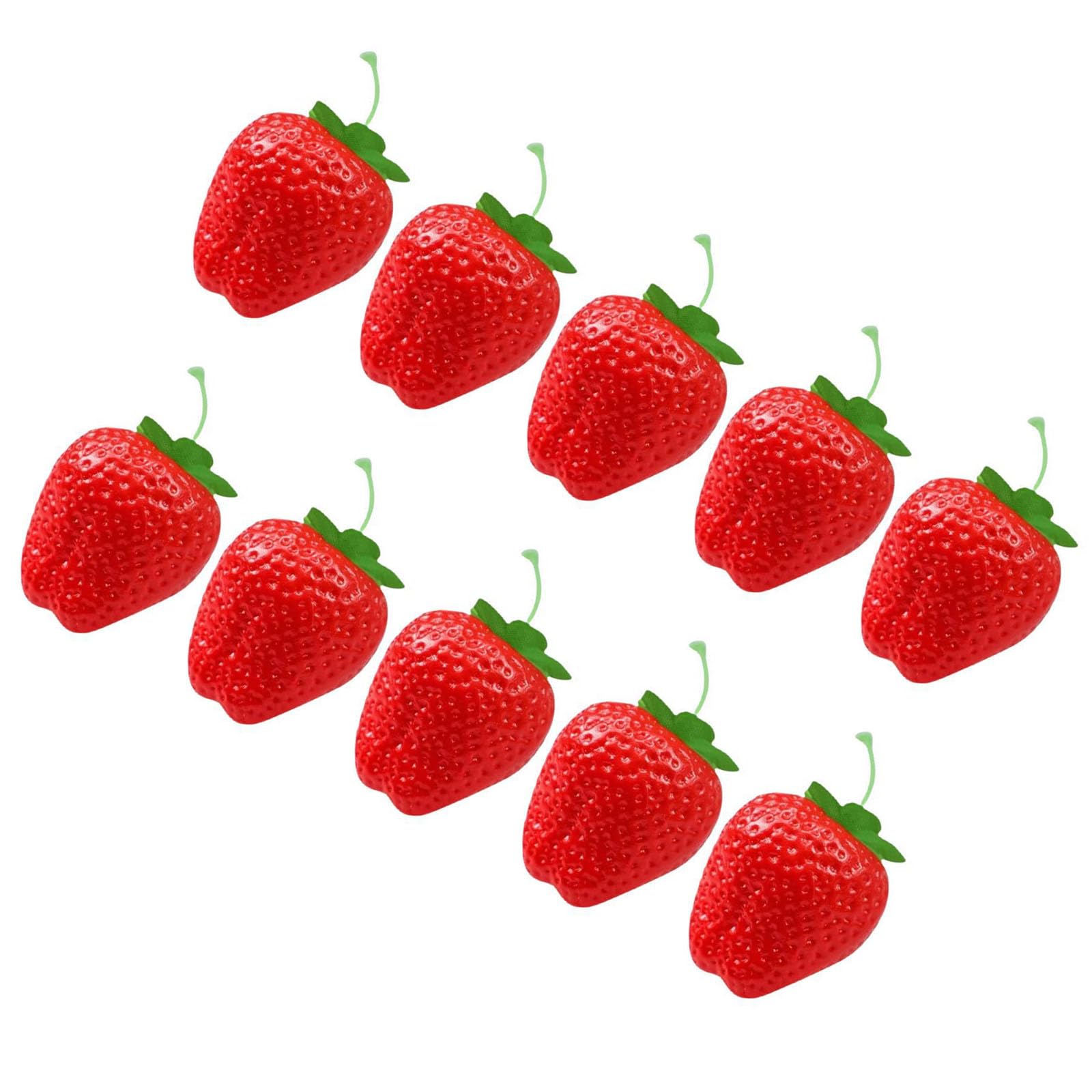 NEWFT 10Pcs Realistic Artificial Strawberry Simulation Fruit Model for Home Decoration Basket Display Classroom Teaching Aid