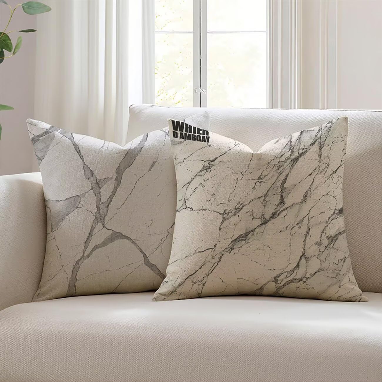 Coussins exterieures imperméables 60x60 motif marbré lin résistants JL-4727