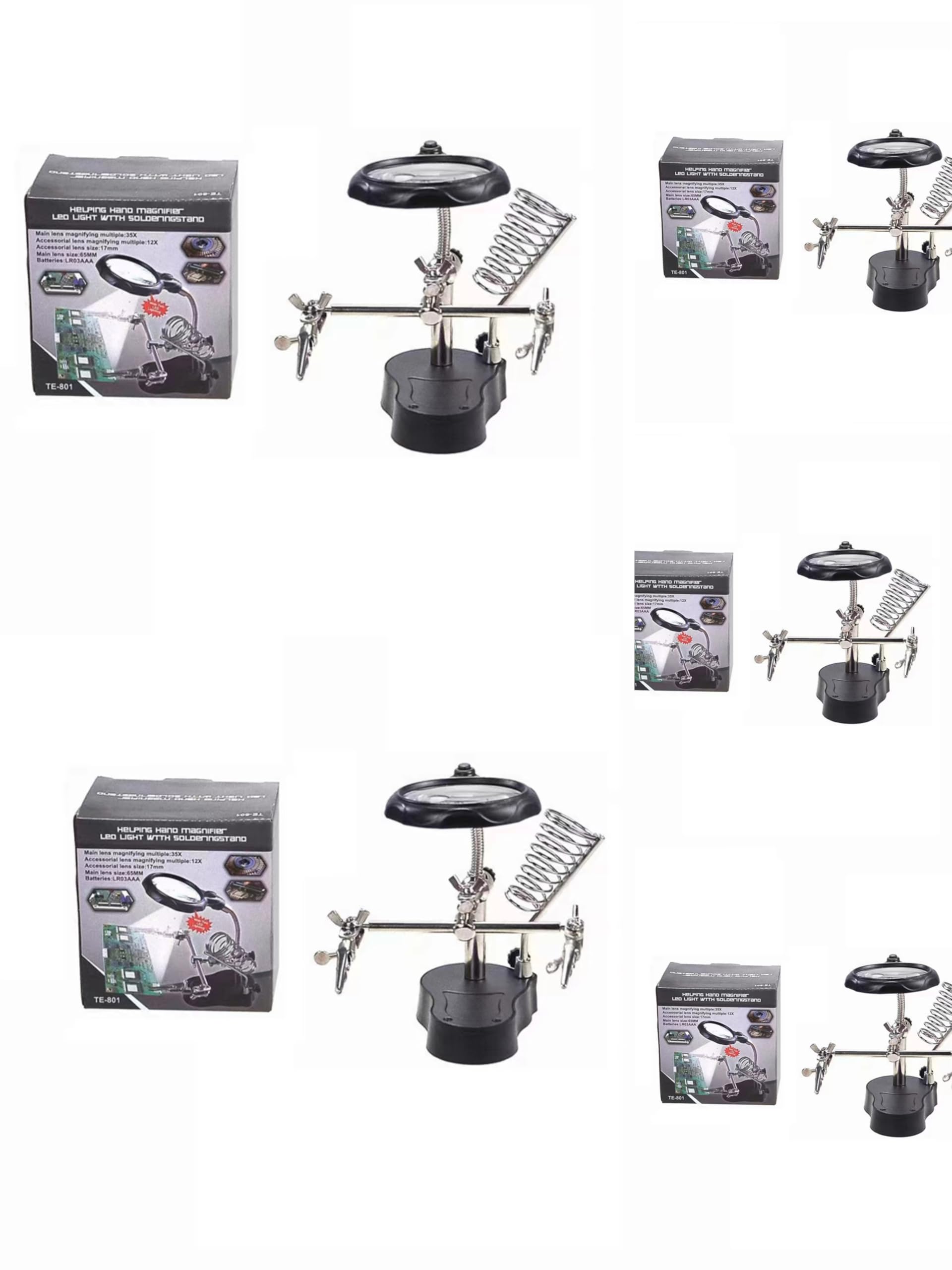 Supporto per riparazione lente d'ingrandimento a LED con supporto per saldatore, morsetto di fissaggio per stazione di lavoro per circuiti stampati (5)