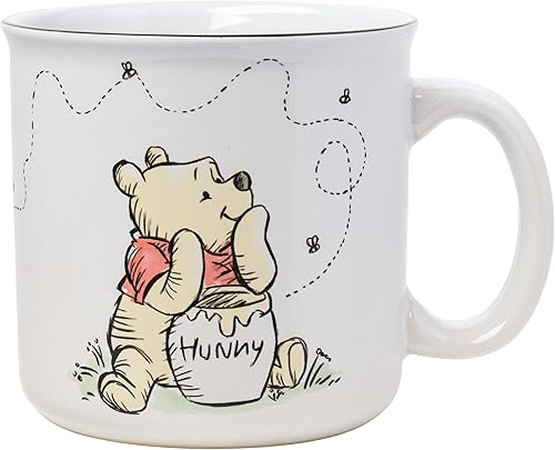 Silver Buffalo Disney Winnie the Pooh But First Hunny Honey With Piglet - Taza de cerámica para caravana, 20 onzas