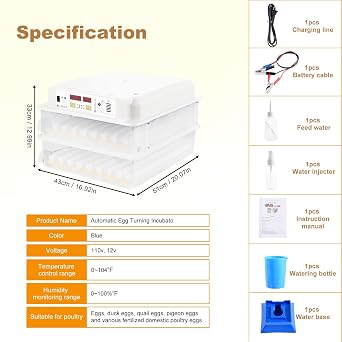120 Egg Incubator with Automatic Egg Turning and Humidity Control-Temperature Control,5 Automatic Incubation Modes and Incubation Days Record-Fully Automatic for Hatching Chicken Ducks Gooses