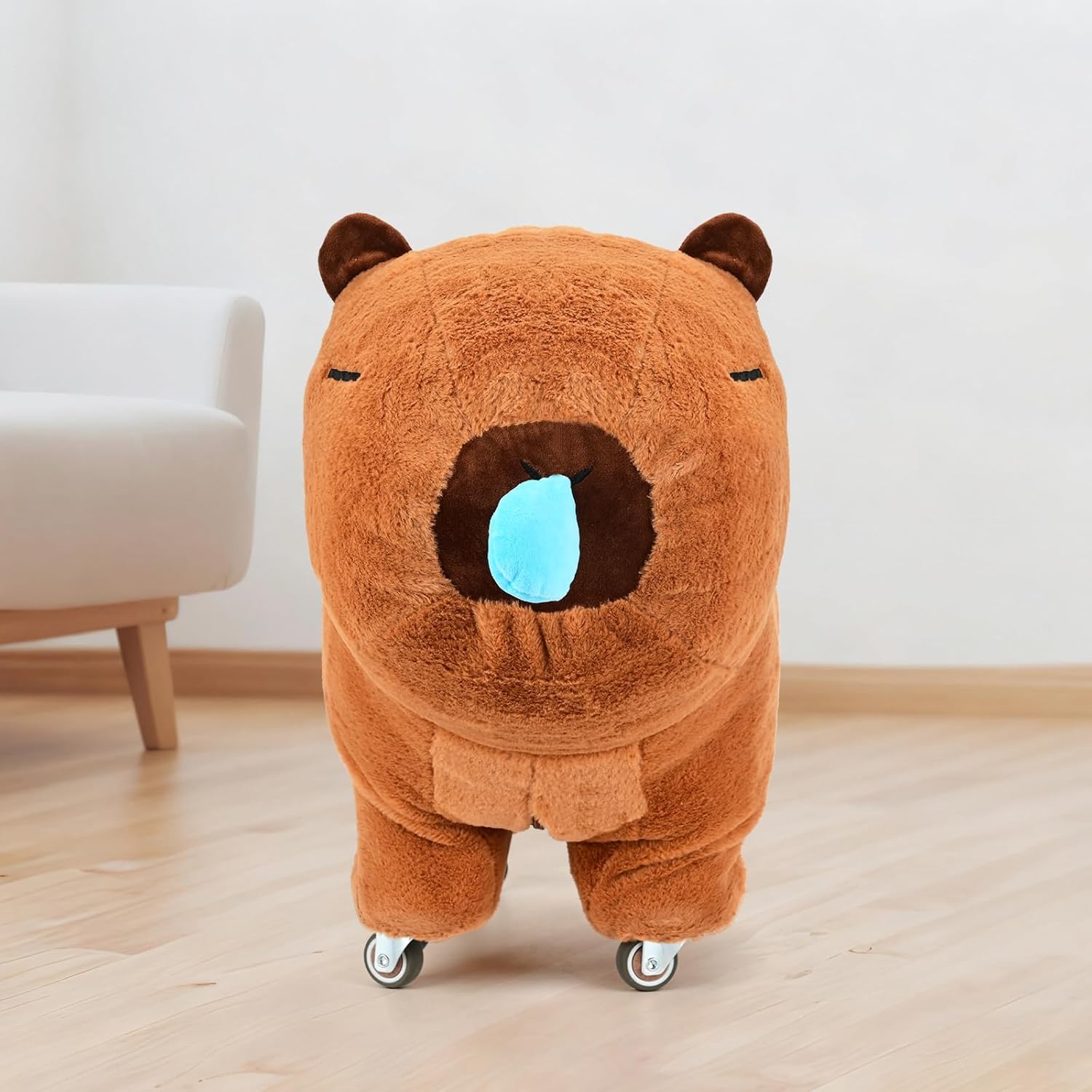 Cute Animal（Capybara） Footstool&Ottoman&Pulley Stool Bench Furry for Living Room Dorm Foot Rest Step Stool Seat Foot Duty Decorative