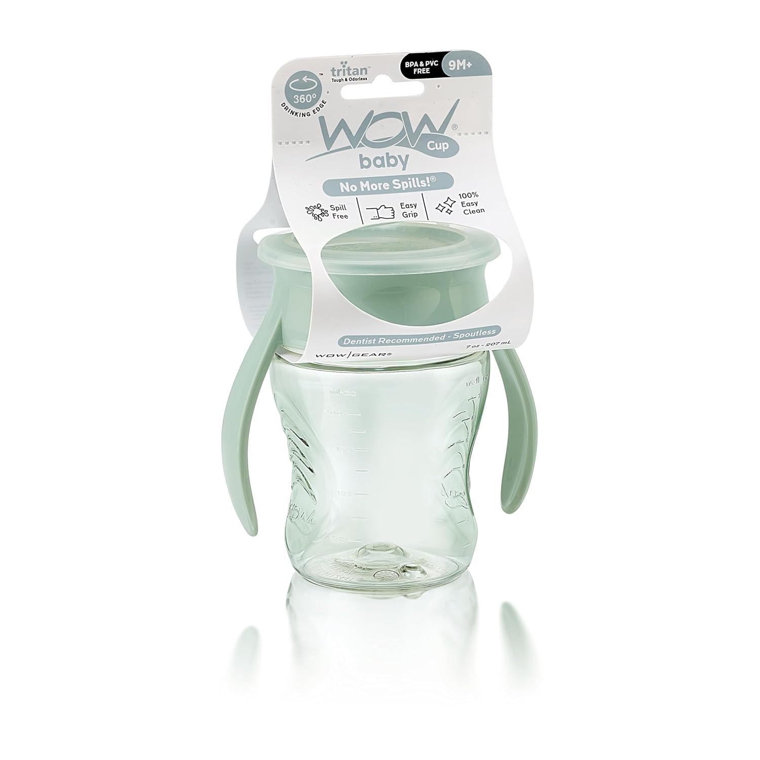 WOW CUP for Baby 360 Trainer Sippy Cup, 7 oz / 207 ml (Tranquil Green)