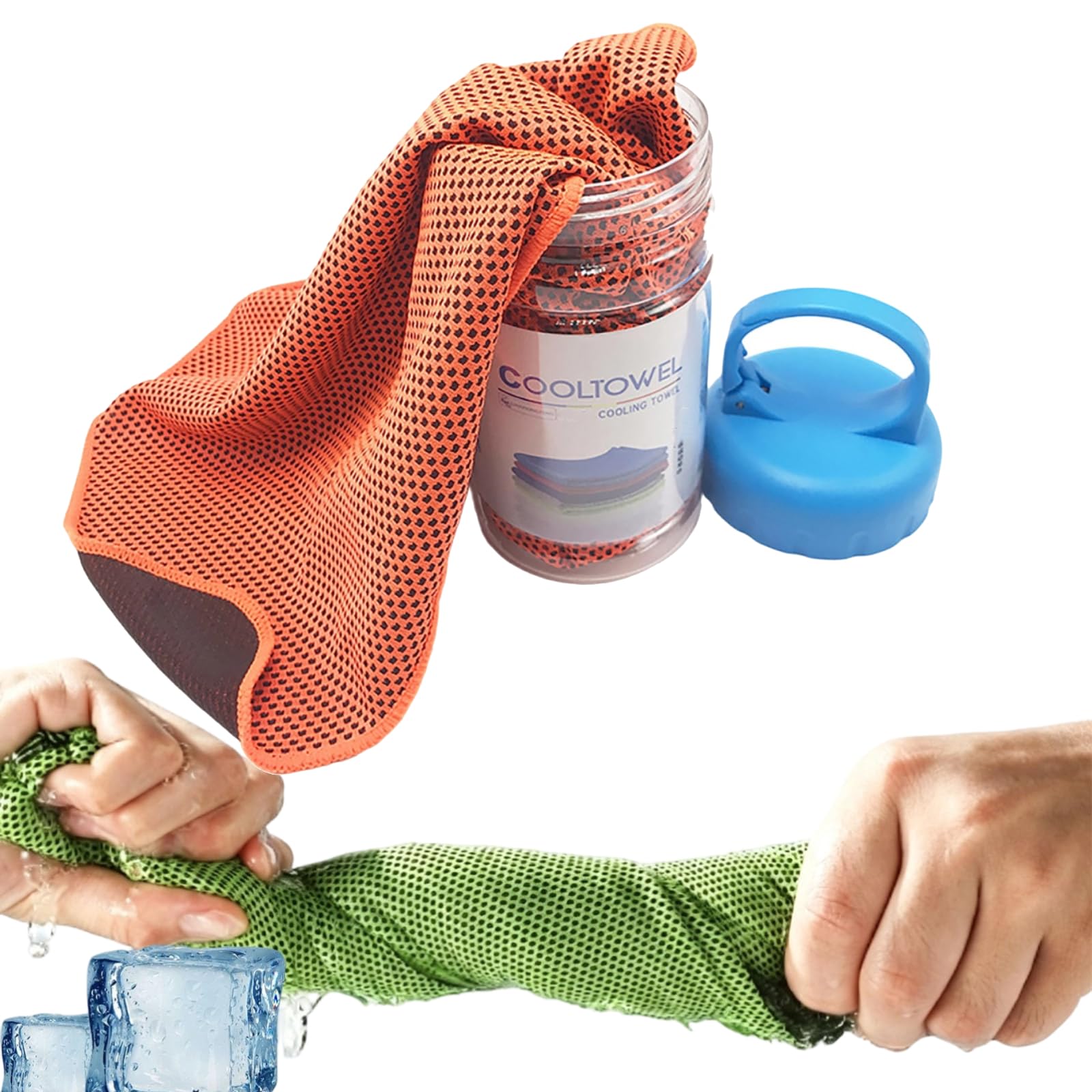Cooling Towels for Hot Weather, Cooling Towels for Neck, Cool/ing Bottle Cold Sweat Towel, Keeping Cool In Hot Weather,Breathable Reusable Scarf Head Band for Beach Running Camping Workout，Orange