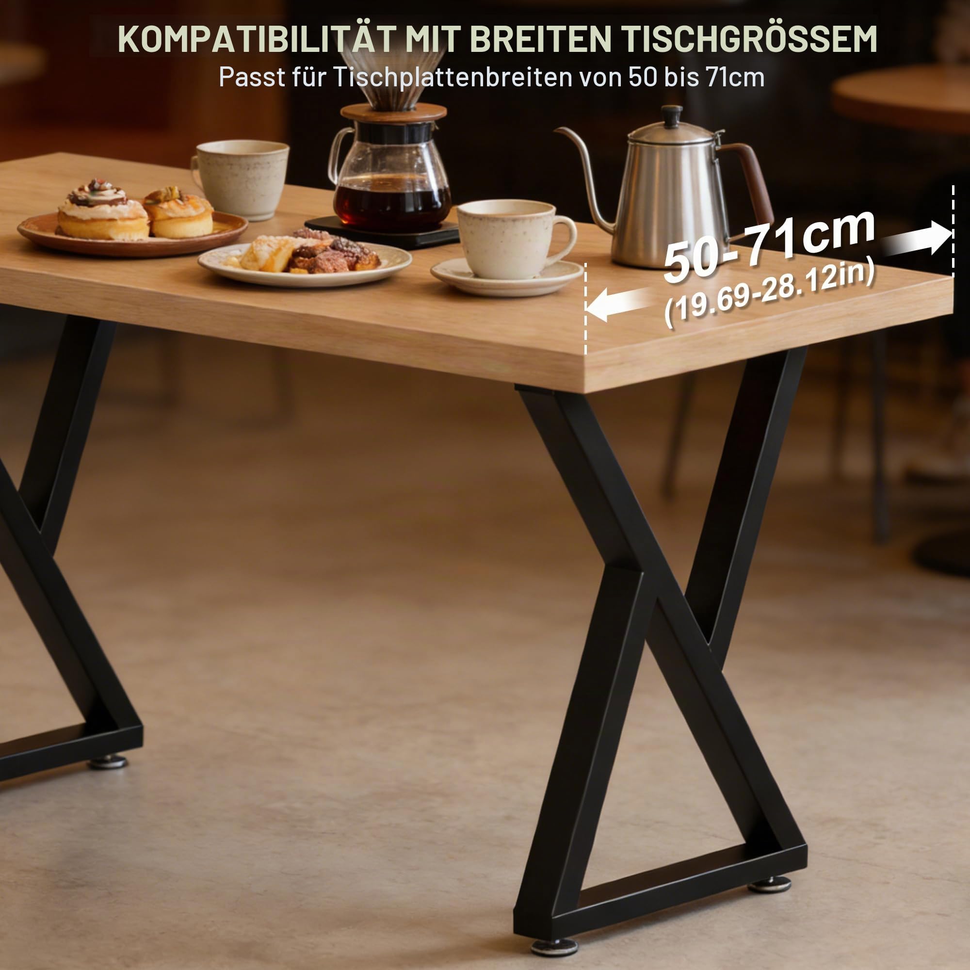 Tischbeine Metall Schwarz, Satz von 2, 72 x 50cm, schwarz pulverbeschichtet möbelfüße, Tischgestell Metall Tischgestell, DIY Esstisch Schreibtisch Büro Schreibtisch