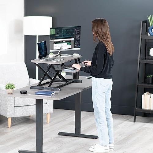 Miniatura 9 de VIVO DESK-V000KG - Convertidor de escritorio de 32 pulgadas, serie K, elevador de altura ajustable, estación de trabajo de monitor dual y portátil