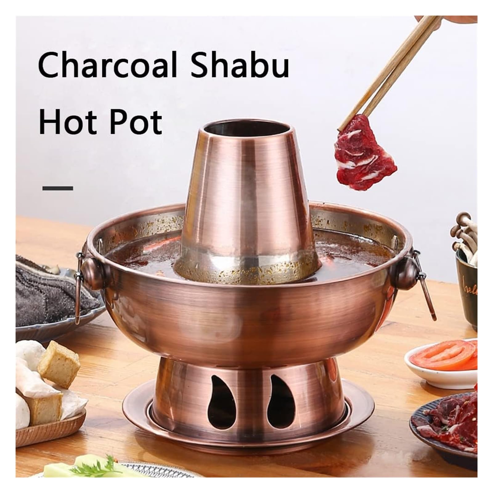 Pentola calda cinese in rame per fonduta, in acciaio inox, per shabu cinese, pentola tradizionale per stufato, zuppa, pentole per casa, feste, riunioni di famiglia, rame rosso, taglia unica