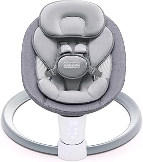 HARPPA Electric Baby Swing Chair, Baby Bouncer with Remote Control, Bluetooth, 5 Sway Angles, 3 Timer Modes, 10 Preset Melodies, 5-Point Safety Harness, Portable for Indoor and Outdoor Use