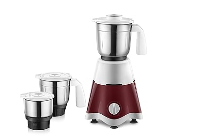 KUTCHINA Mixture Grinder for Kitchen with 500 watts and 3 Jars (White, Maroon)
