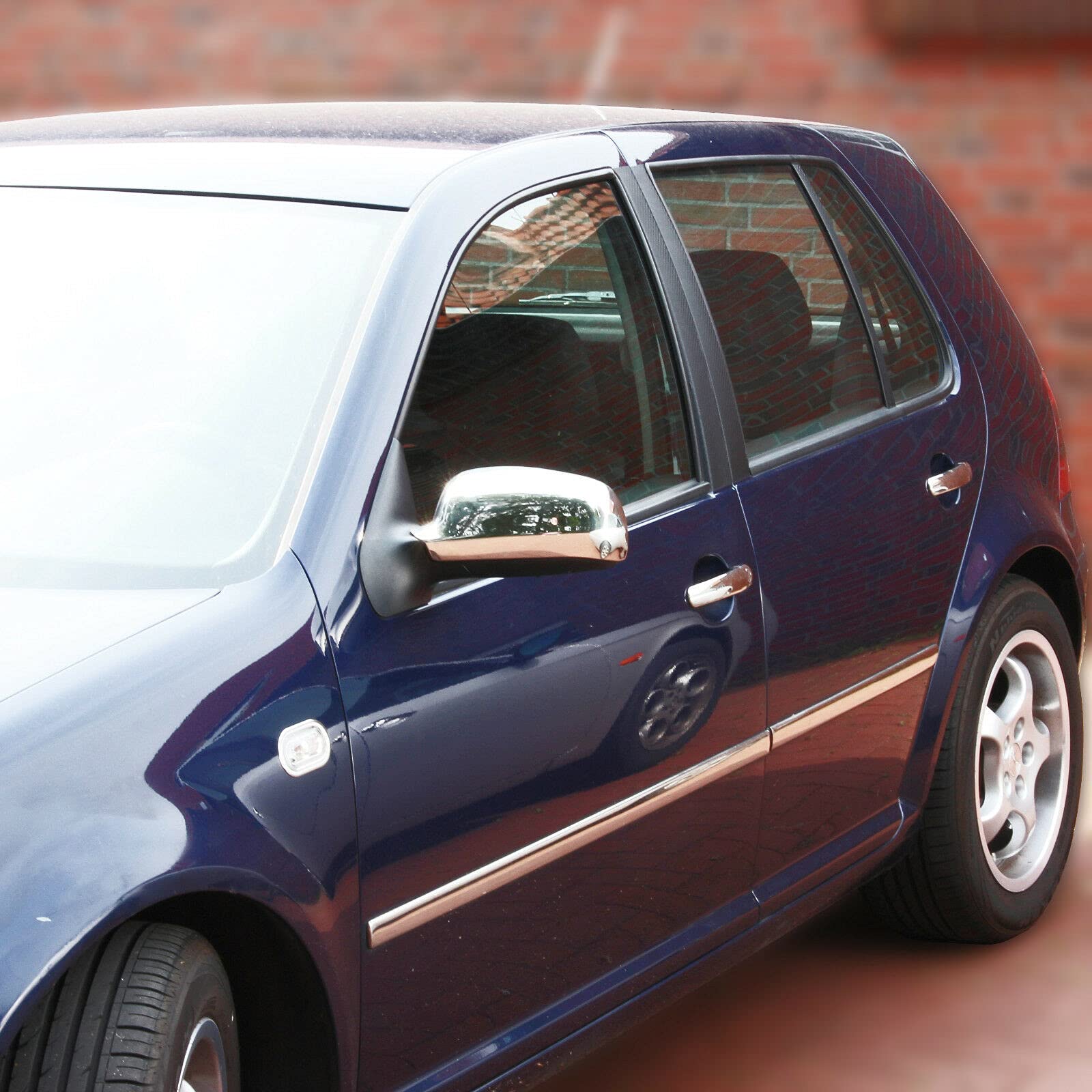 Recambo Zestaw nakładek na lusterka ze stali nierdzewnej, chromowane, kompatybilne z Seat Toledo Arosa Ibiza Leon, Audi A3 8L