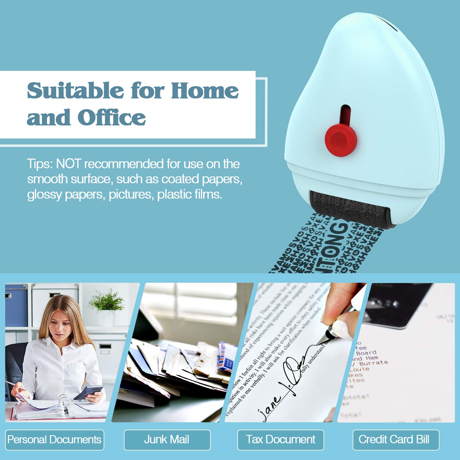 MoKo Rollstempel Datenschutz - Selbstfärbender Blackout Stempel Groß Blau