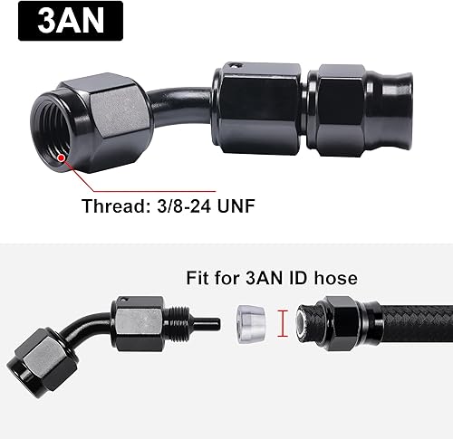 Miniatura 23 de EVIL ENERGY 3AN PTFE manguera extremo montaje 90 grados negro para manguera de PTFE solamente 2PCS