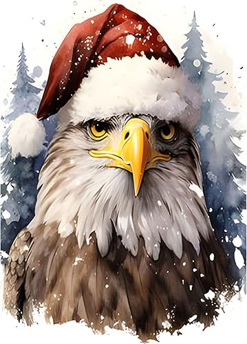 SENQAO Kits de pintura de diamantes de Navidad para adultos, kits de arte de diamantes de águila de invierno, kit de arte de gemas de animales de
