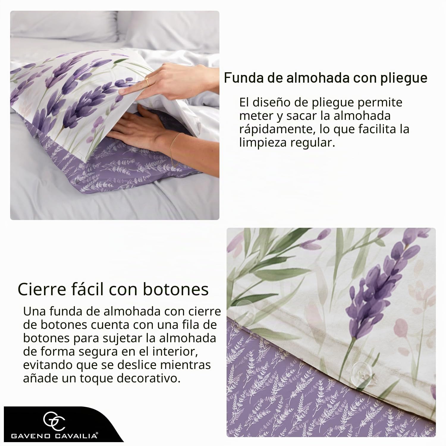 GC GAVENO CAVAILIA Juego de Funda de edredón Reversible con Fundas de Almohada, 230 x 220 cm, Color Blanco