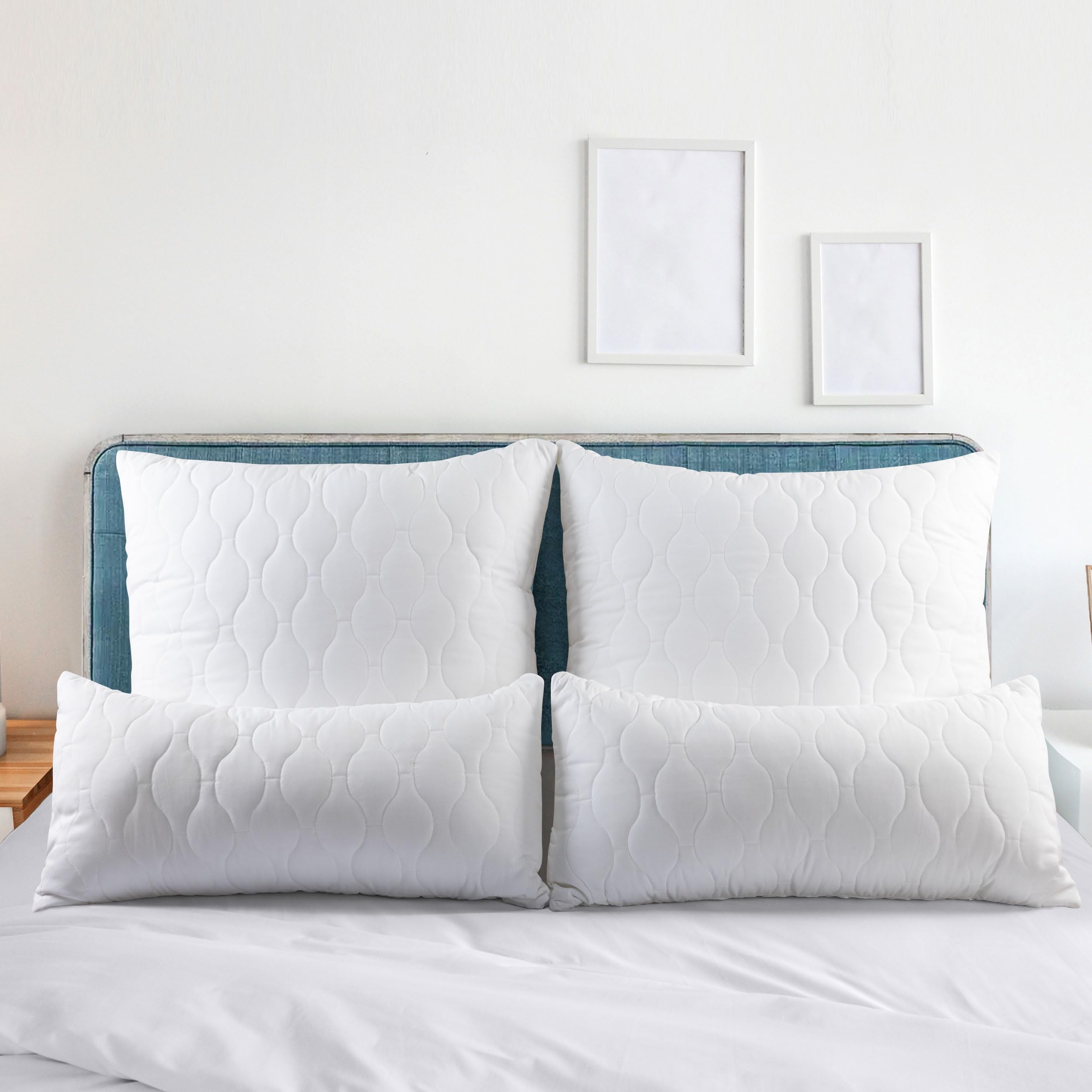 Utopia Bedding Cuscino trapuntati (Confezione da 2) 40 x 80 cm, Cuscini trapuntati per letto e cuscini decorativi, Cuscini per divano (Bianco)