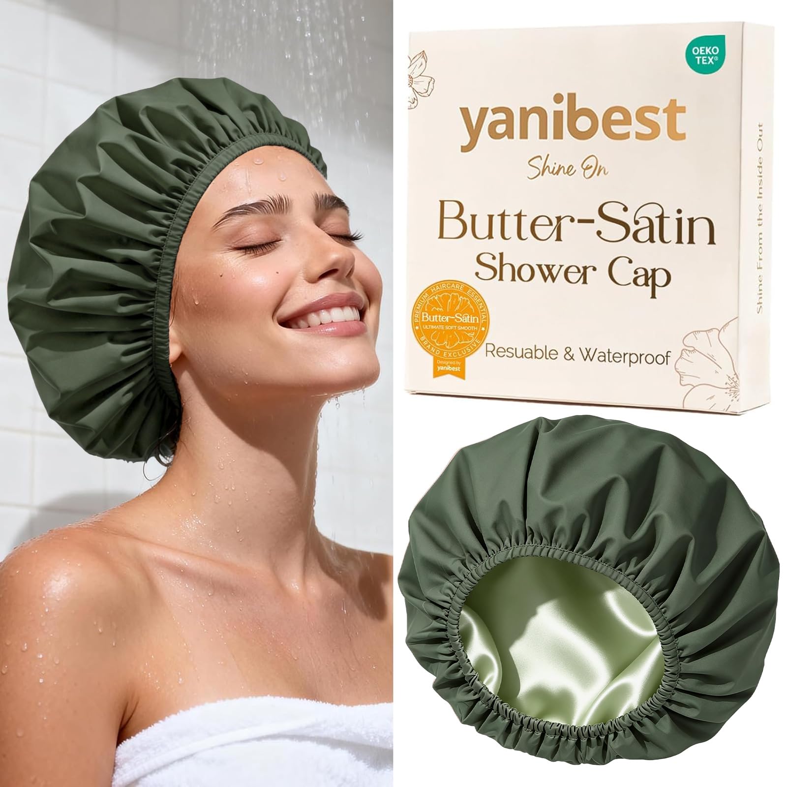 Satin Shower Cap - Frizz Free & Waterproof -14 Satin Shower Cap - Frizz Free & Waterproof -14
