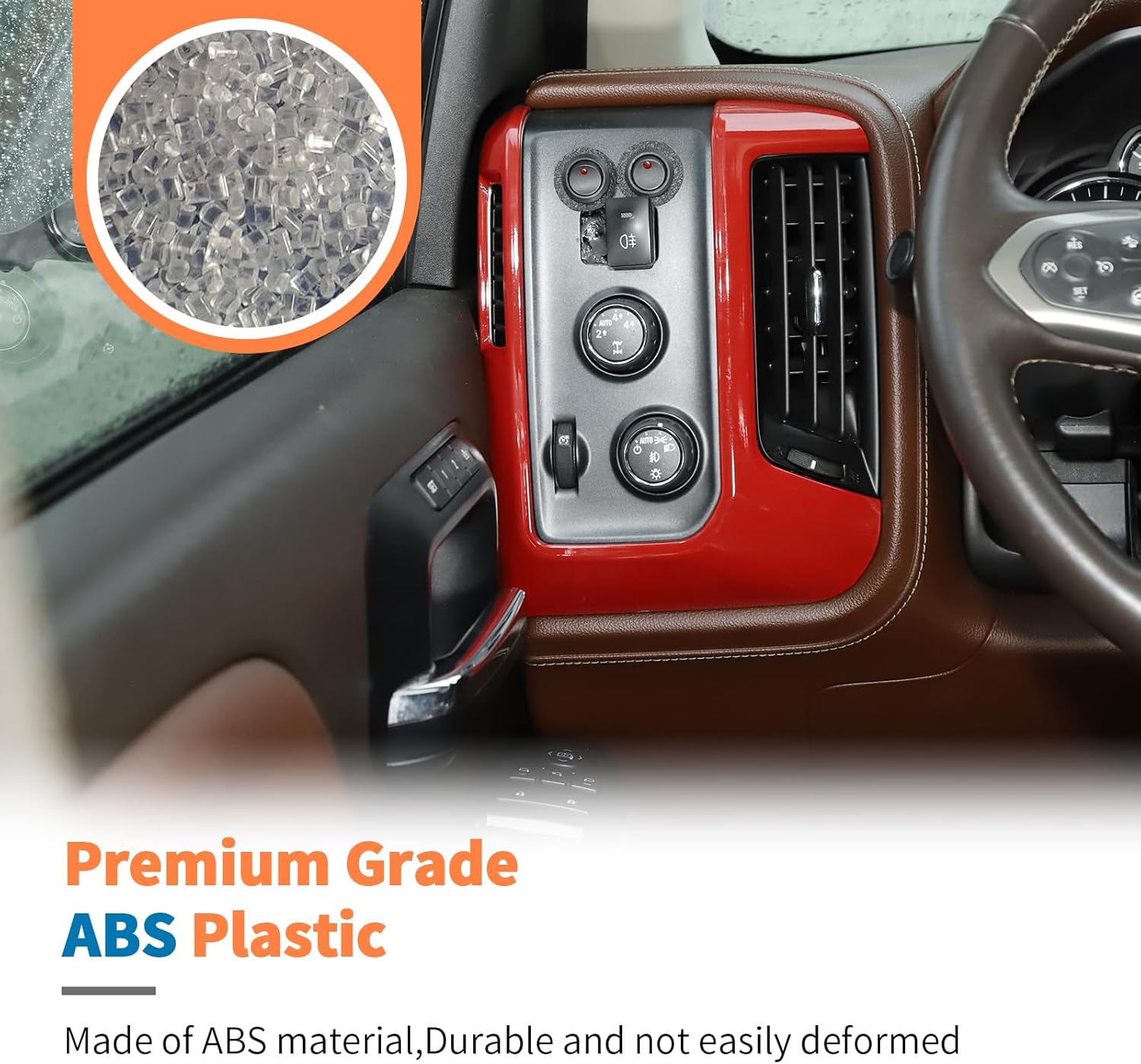 JeCar 6pcs Red Dash Bezel Cover Trim Interior Accessories for 2014-2017 Chevrolet Chevy Silverado GMC Sierra