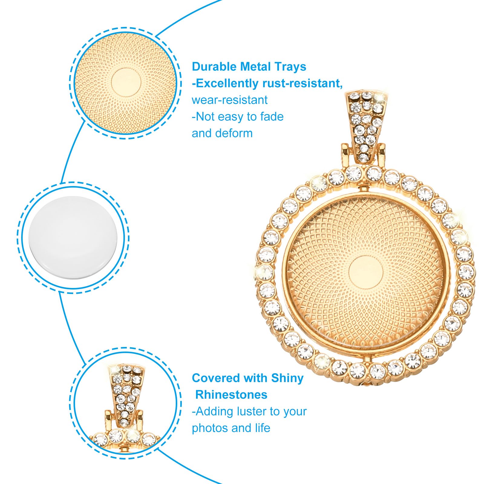 PATIKIL 1" Double Sided Blank Picture Pendants - Image 3