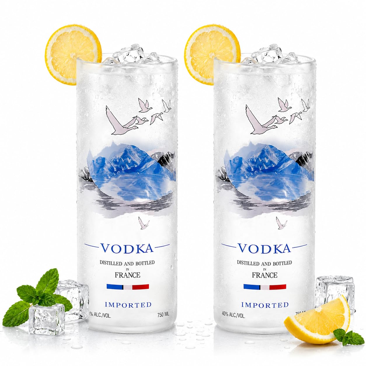 GoGiftid Upcycled Tumblers - 500ml Eco-Friendly Glasses Gift Box Created Using Grey Goose Vodka Bottle | Handmade Barware Glasses Cocktails Mixers & Juice | Sustainable for Vodka Lovers (Pack of 2) โ image 1