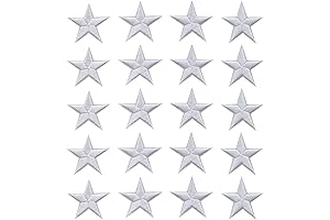 20 Washable White Iron-On Star Appliqués