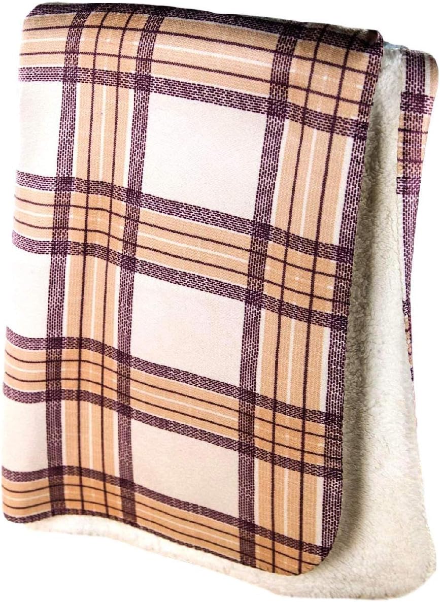 Murcycle Manual Mad for Plaid Brown Cream Purple Woven Fleece Throw Blanket SAMPBC - 50x60