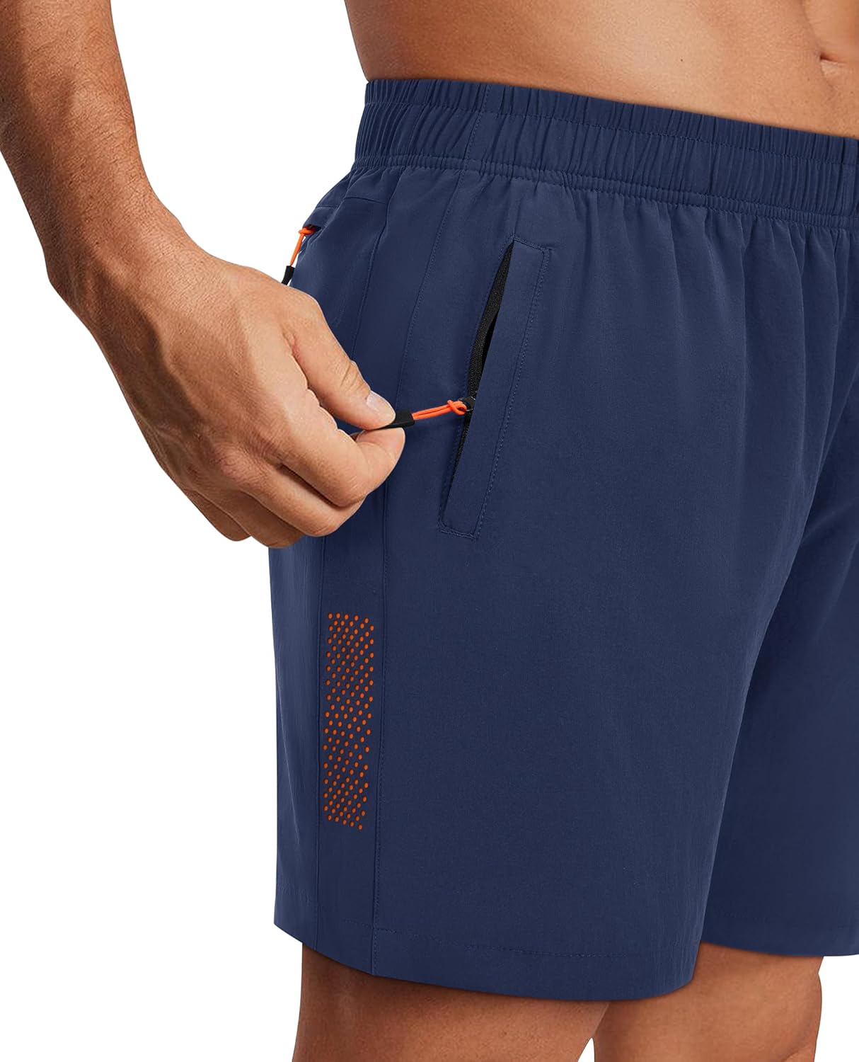 Men's Athletic Running Shorts with Zipper Pockets Quick Dry Drawstring 7" Gym Shorts for Basketball Workout Jogging - Image 3