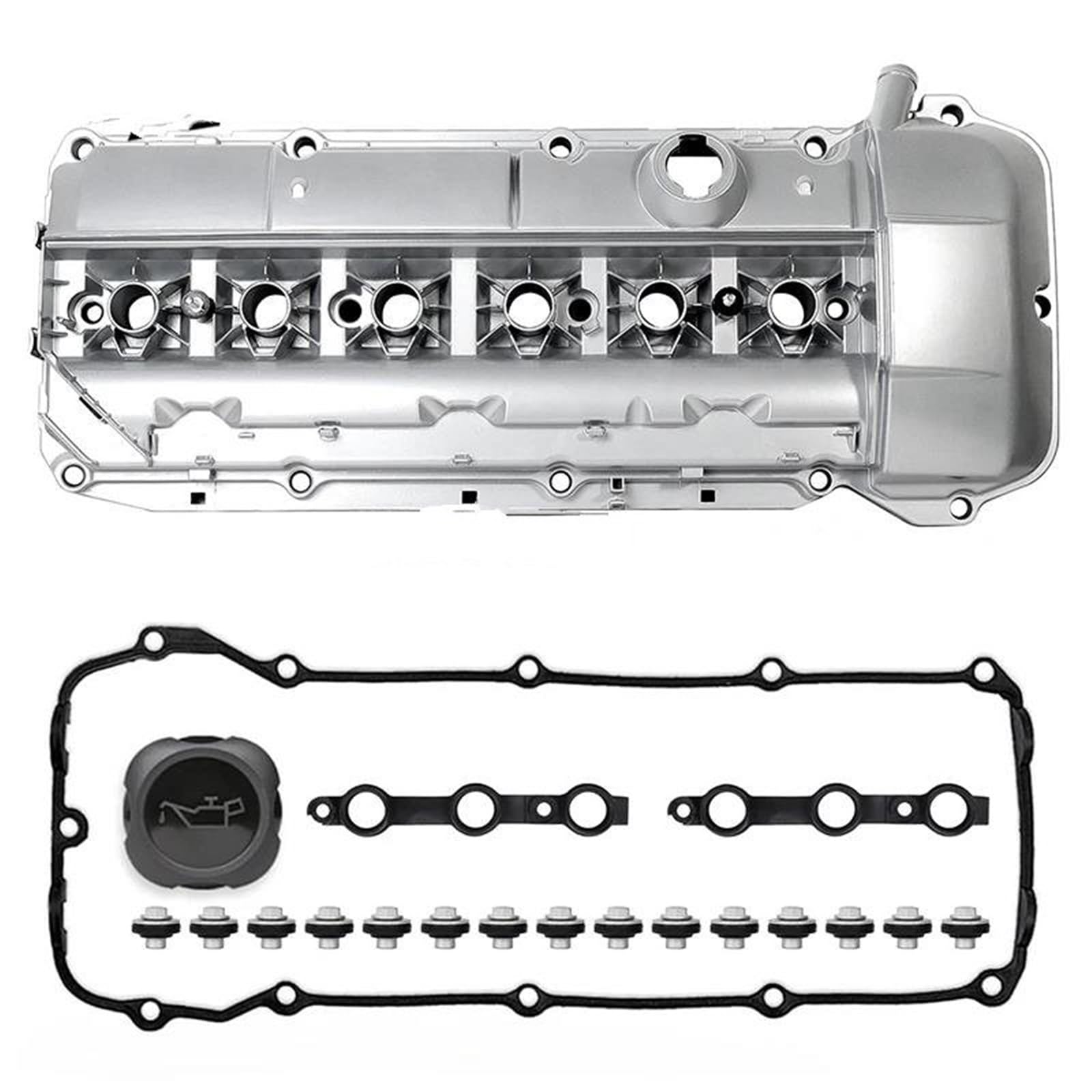 Coperchio valvola auto 11127512839 Coperchio Valvola Motore In Alluminio Con Guarnizione E Bulloni E Cappuccio 03-06 Per BMW M54 E46 325i 330i 525i 325ci X3 X5 Z4 Punterie Valvola Motore
