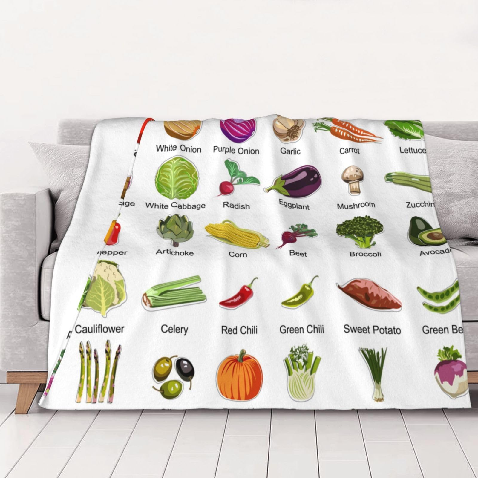 Couverture en flanelle douce plaid chaud légumes canapé lit auto