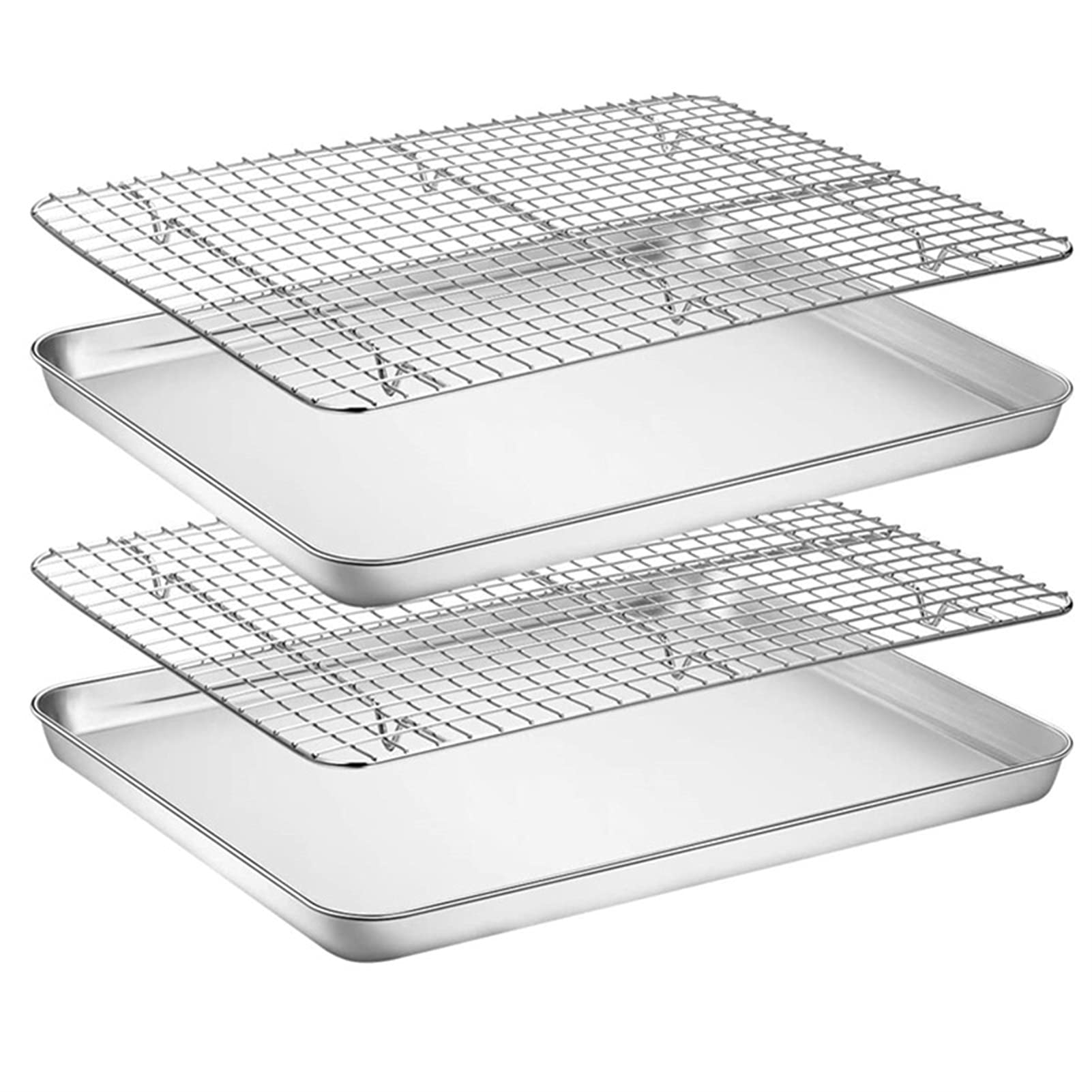 2 Teile/Satz Antihaft-Backblech Edelstahl Kuchen Brot Anzug Grid Line Backformen Platte Küche Kochutensilien, Pfannenkühlregal (Color : 40 X 30 X 2.5cm) (40 X 30 X 2.5cm)